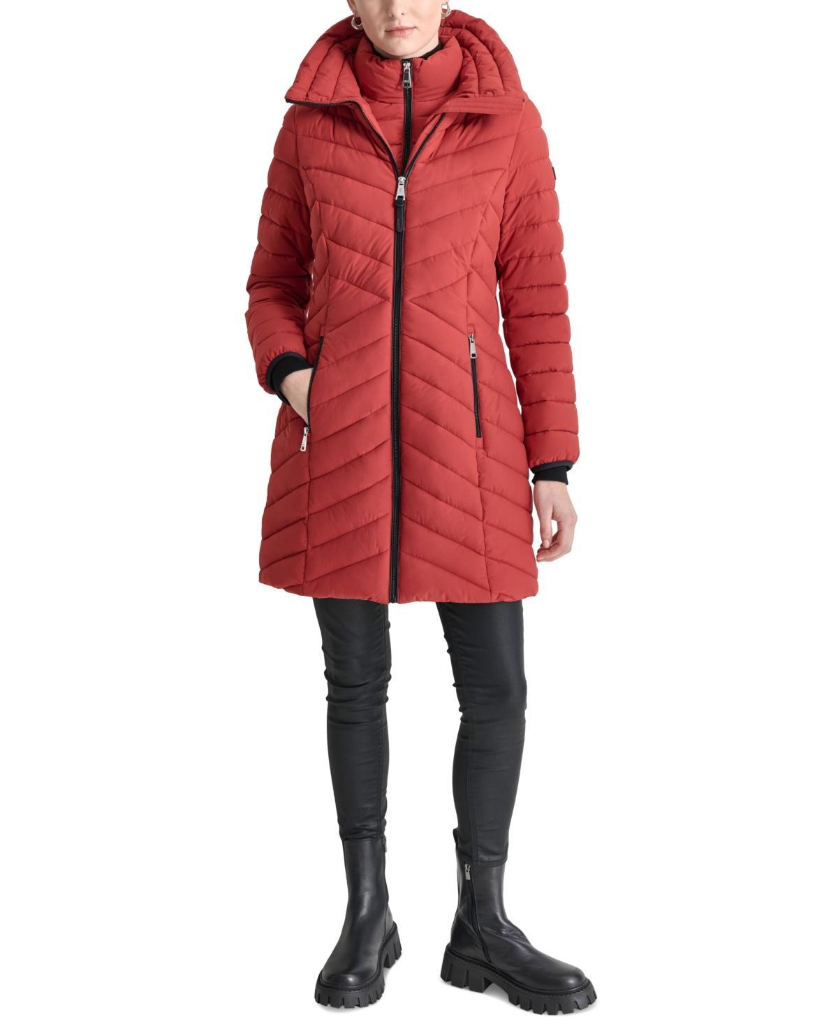 Dkny Womens Bibbed Packable Puffer Coat Product Image