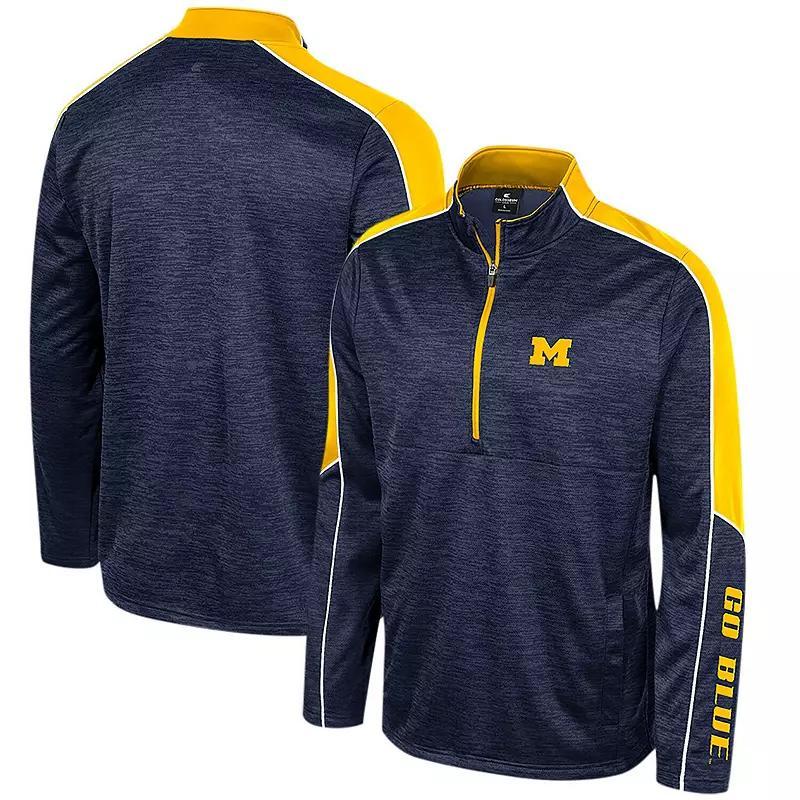 Mens Colosseum Michigan Wolverines Marled Half-Zip Jacket Blue Product Image