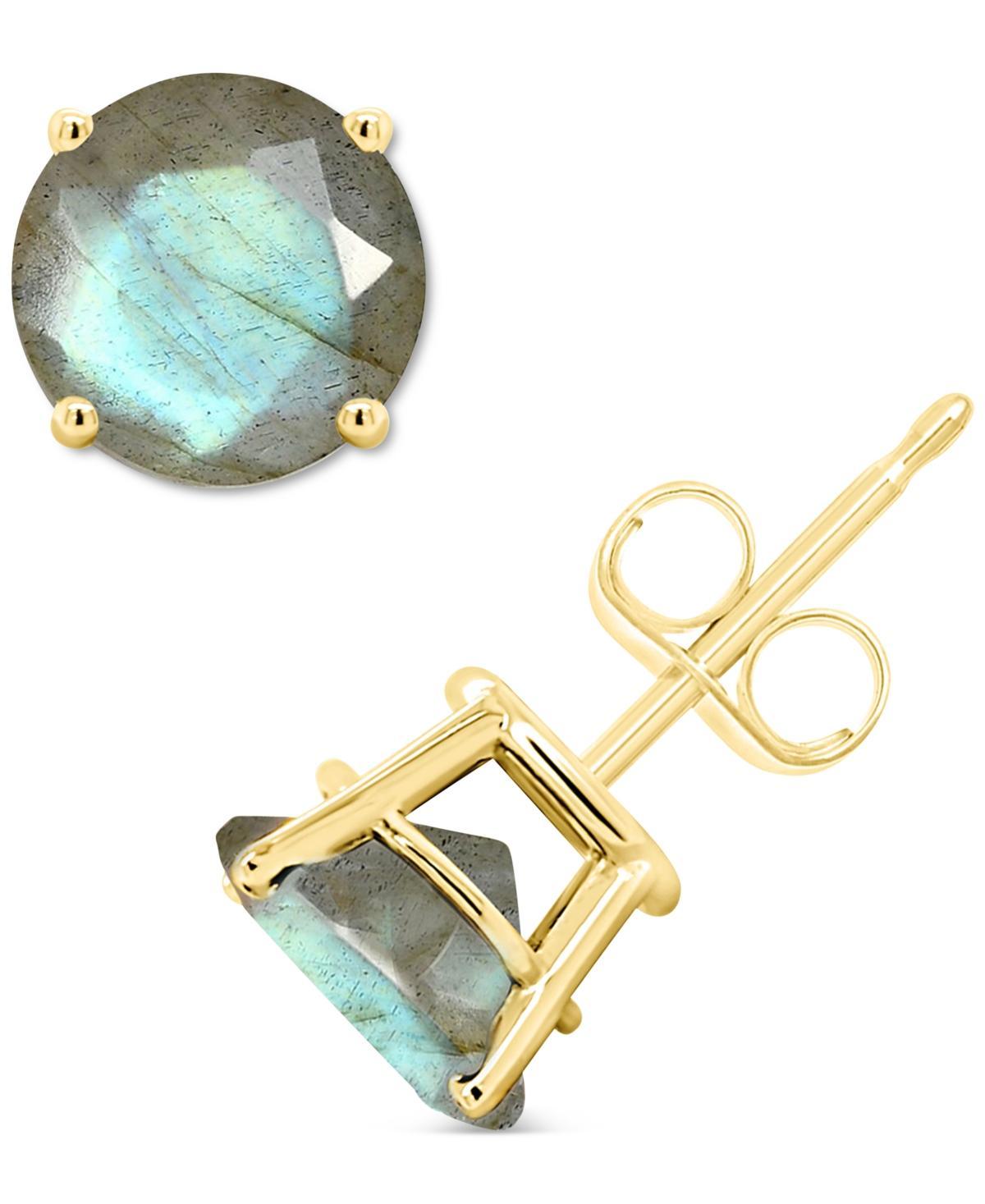 Celebration Gems 14k White Gold Round Labradorite Stud Earrings, Womens Product Image