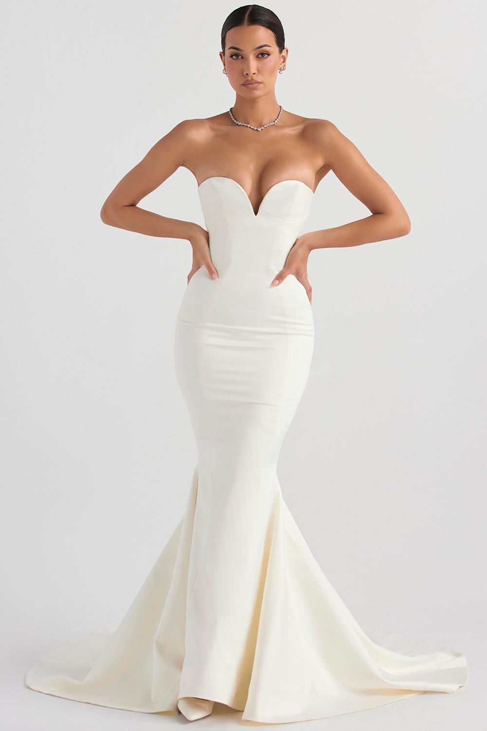 Giselle Ivory Satin Strapless Bridal Gown Product Image