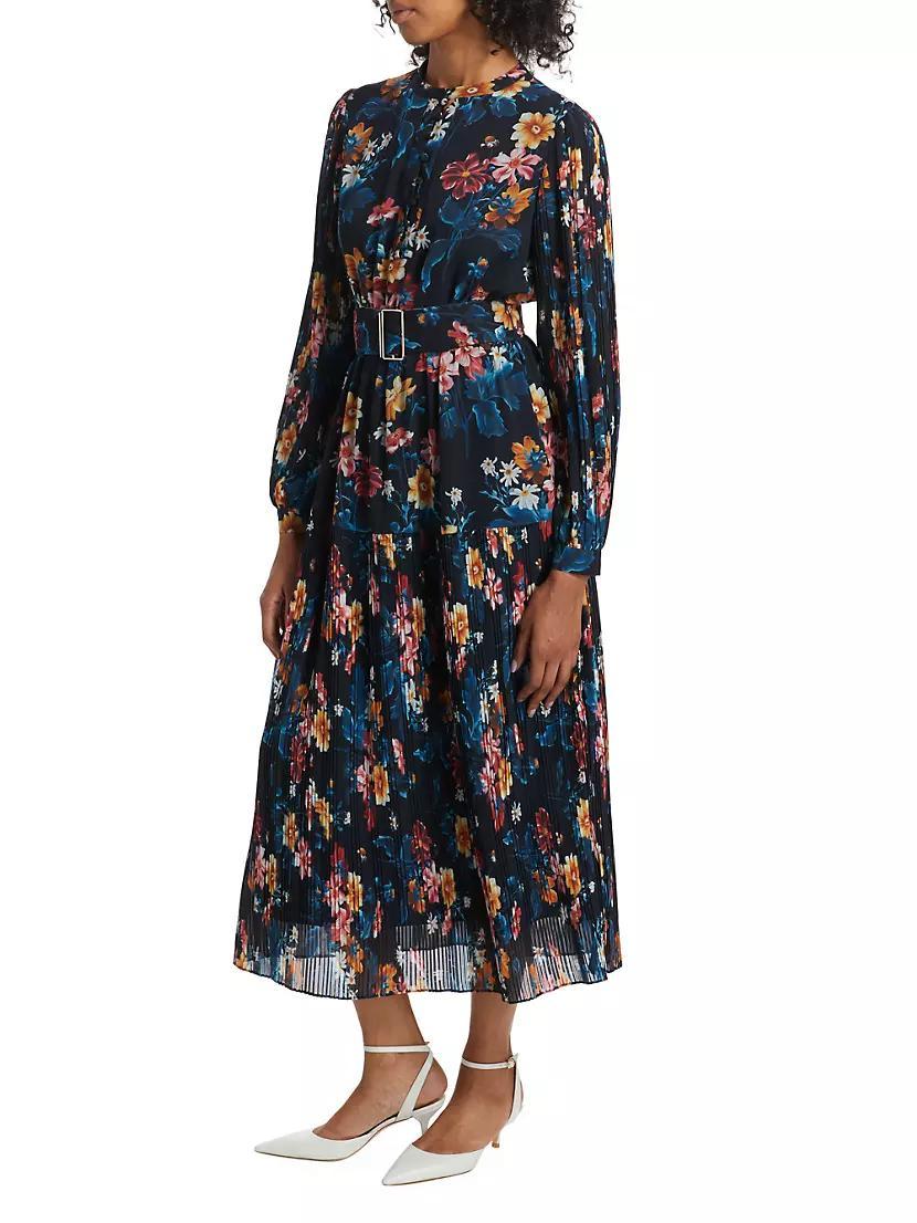 Rey Belted Floral Midi-Dress Product Image