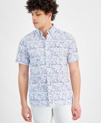 Tommy Hilfiger Mens Floral-Print Short-Sleeve Shirt Product Image