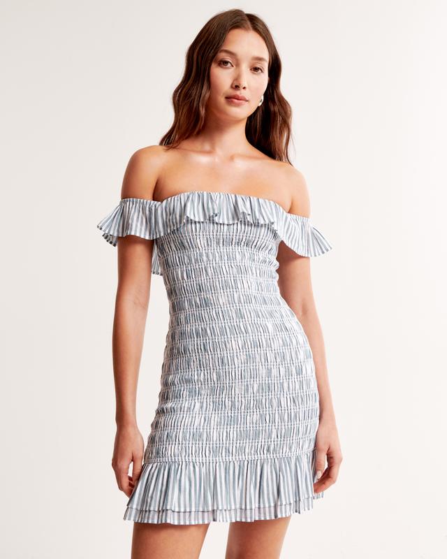 Off-The-Shoulder Smocked Mini Dress Product Image