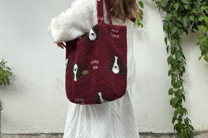 Patterned Faux Shearling Tote Bag Product Image