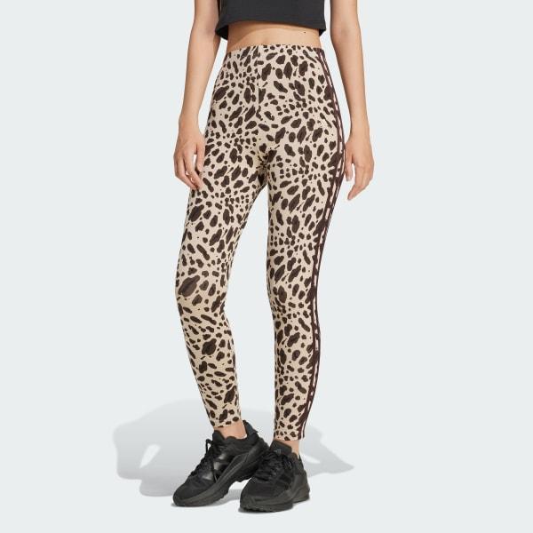 adidas Essentials 3-Stripes Animal Print Leggings Semi Lucid Blue XS Womens Product Image