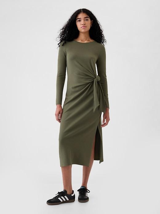 Modern Rib Tie-Knot Midi Dress Product Image