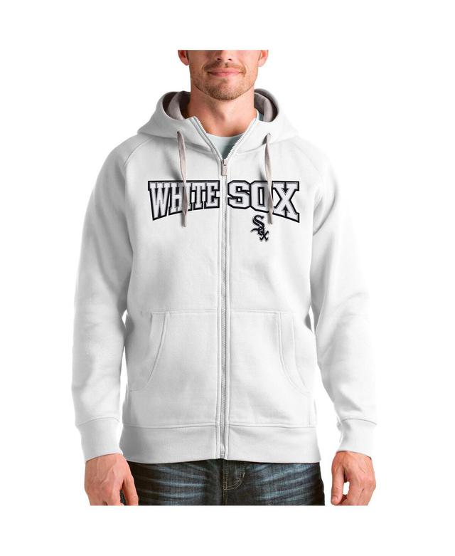 Antigua Mens White Chicago White Sox Team Logo Victory Full-Zip Hoodie Product Image