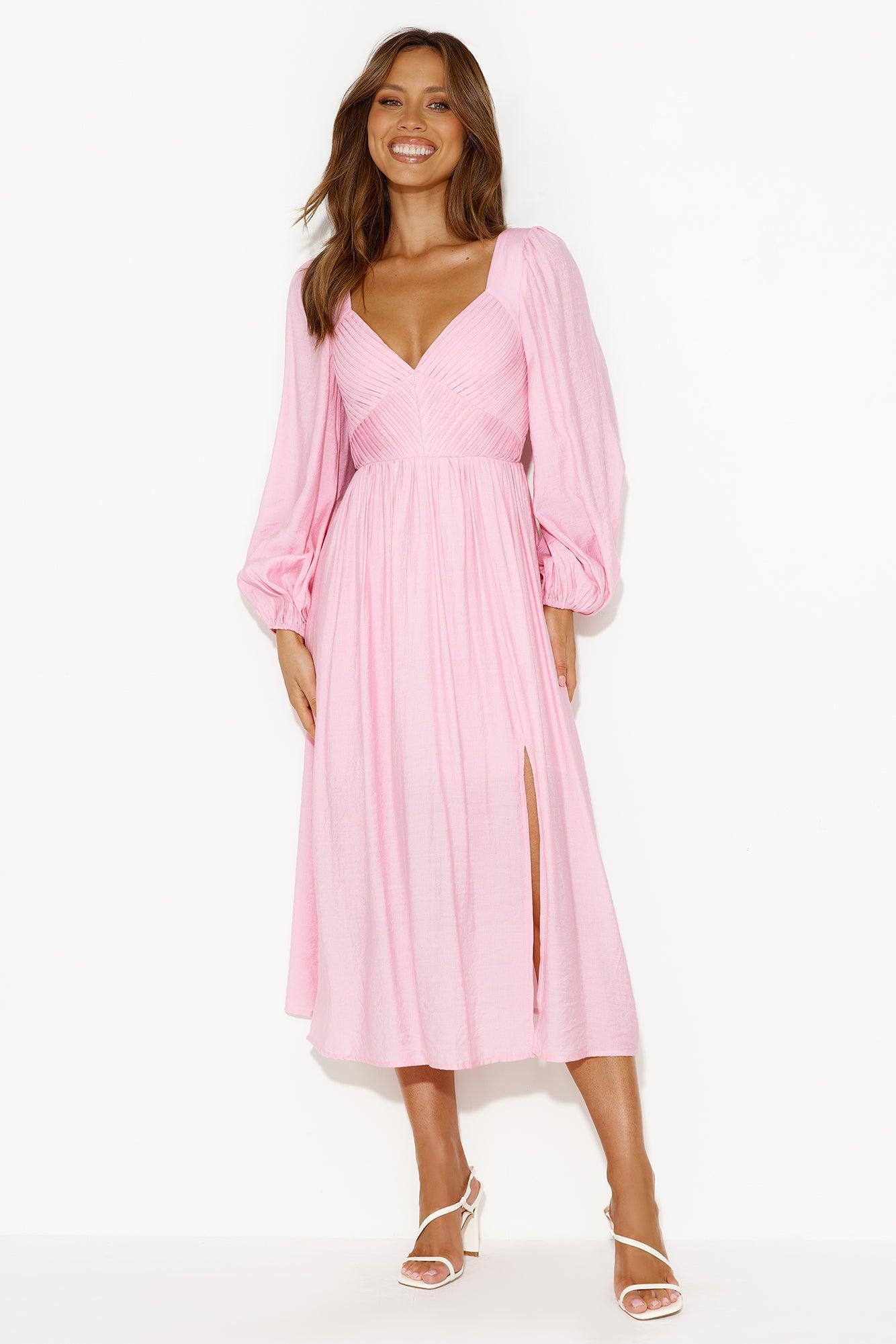 Dancing Deni Long Sleeve Midi Dress Pink product image