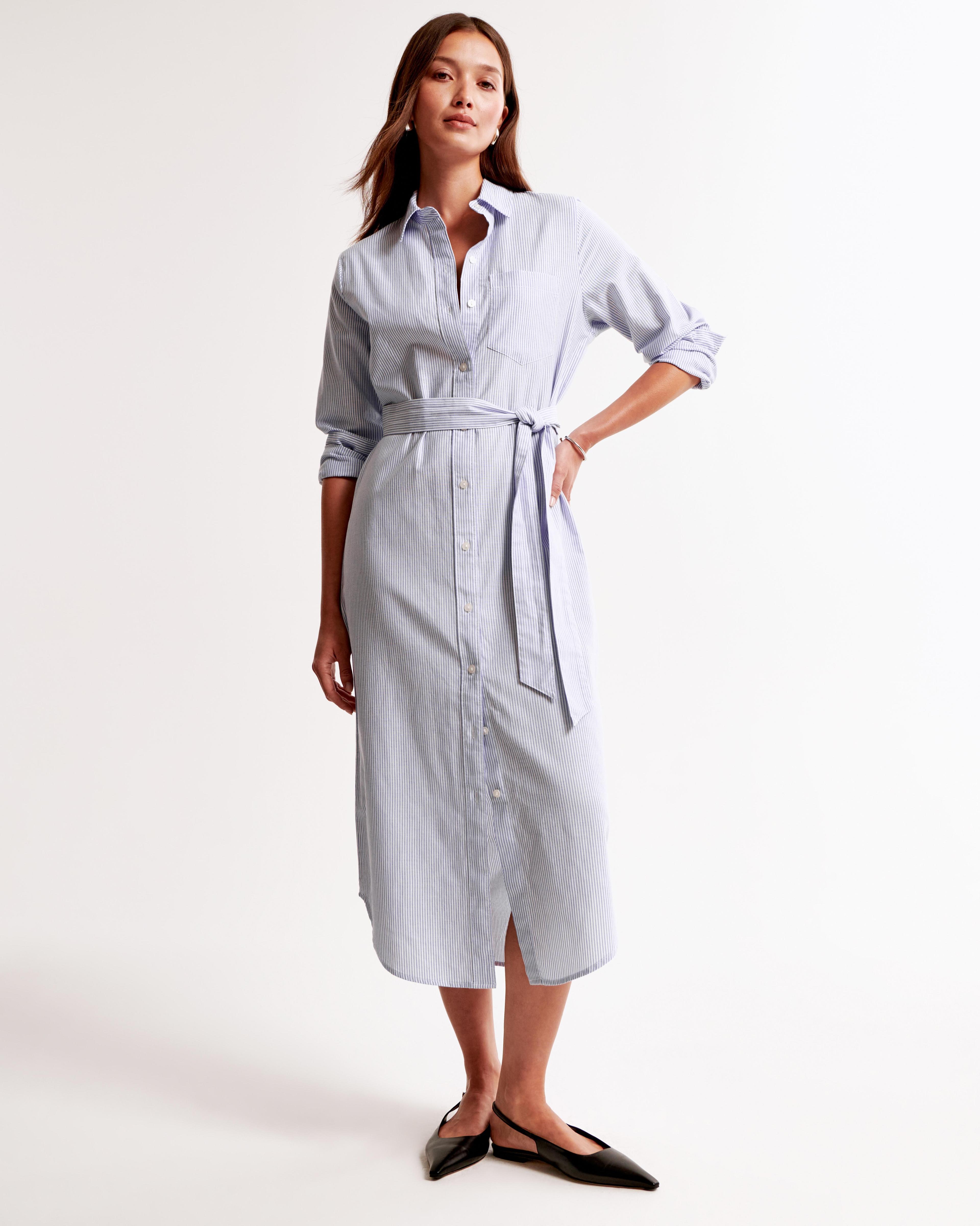 Long-Sleeve Belted Shirt Dress Product Image