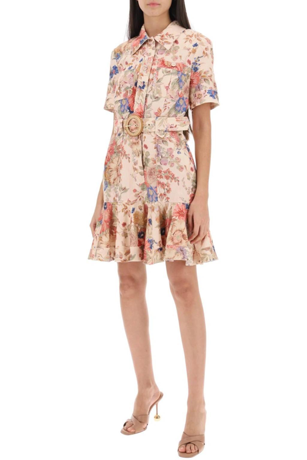 August Floral Belted Mini Dress In Cream Floral Product Image