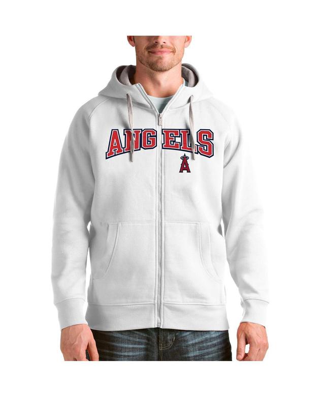 Antigua Mens White Los Angeles Angels Team Logo Victory Full-Zip Hoodie Product Image