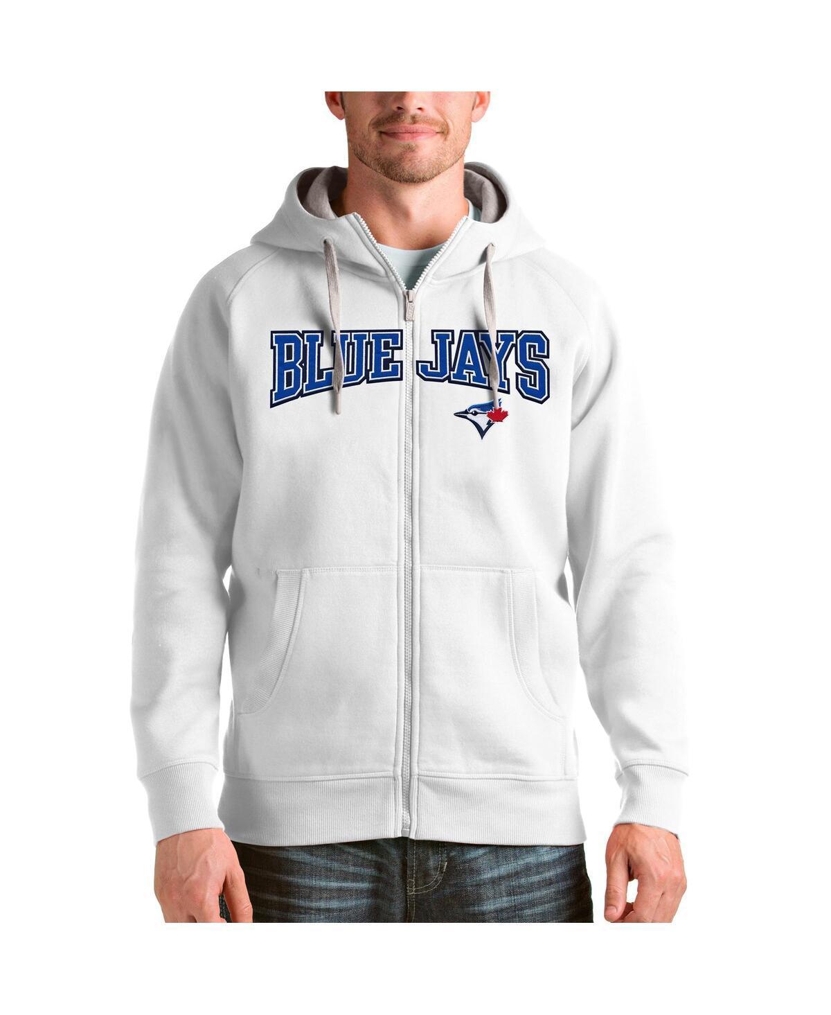 Antigua Mens White Toronto Blue Jays Team Logo Victory Full-Zip Hoodie Product Image