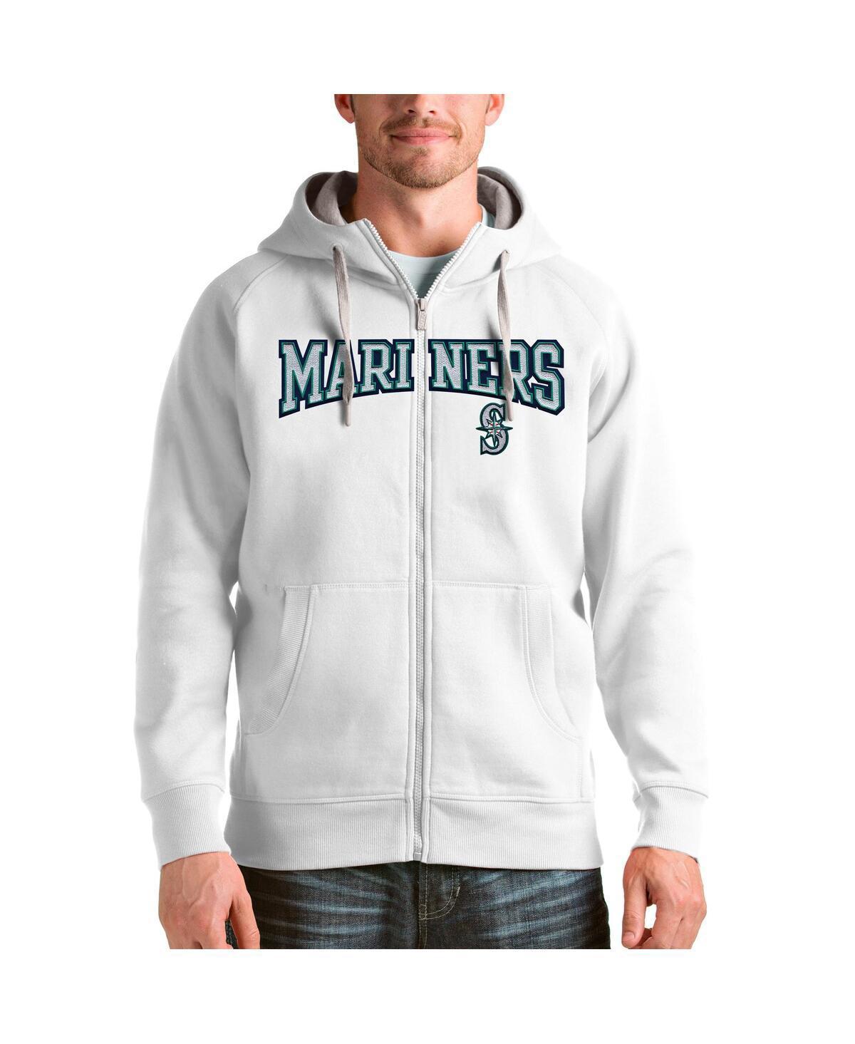 Antigua Mens White Seattle Mariners Team Logo Victory Full-Zip Hoodie Product Image