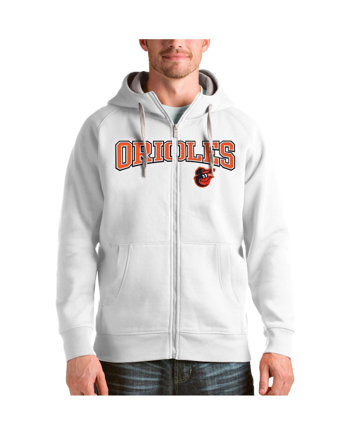 Antigua Mens White Baltimore Orioles Team Logo Victory Full-Zip Hoodie Product Image