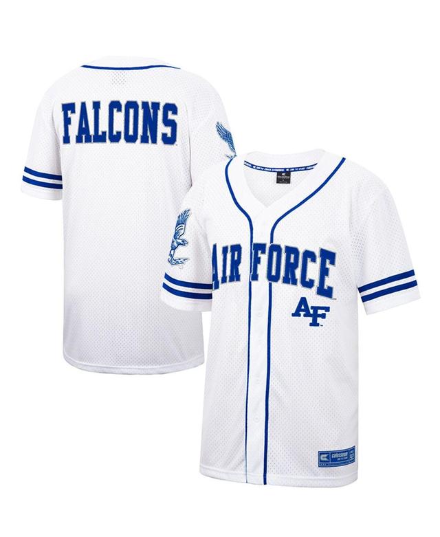 Mens Colosseum White and Royal Air Force Falcons Free Spirited Baseball Jersey - White, Royal Product Image