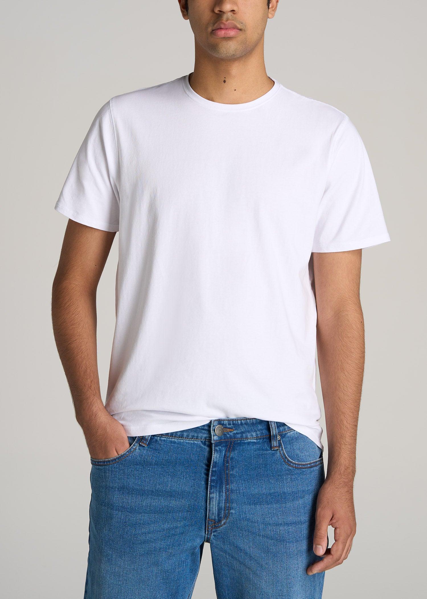 The Essential REGULAR-FIT Crew-Neck Men's Tall Tees in White Male Product Image