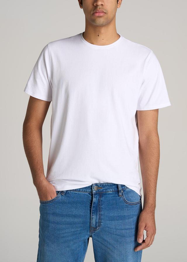 The Essential REGULAR-FIT Crew-Neck Men's Tall Tees in White Product Image