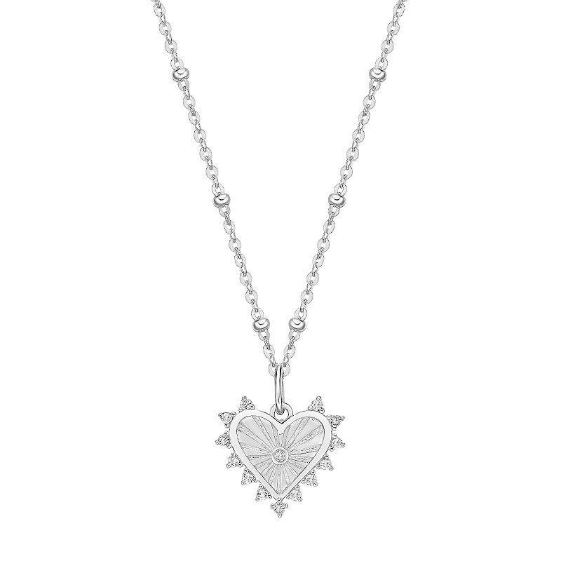 Gemminded Sterling Silver White Topaz Heart Pendant Necklace, Womens Product Image