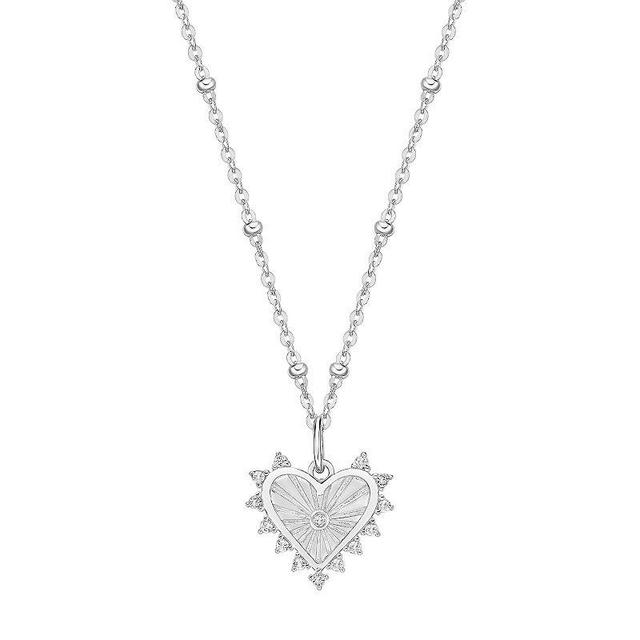 Gemminded Sterling Silver White Topaz Heart Pendant Necklace, Womens Product Image