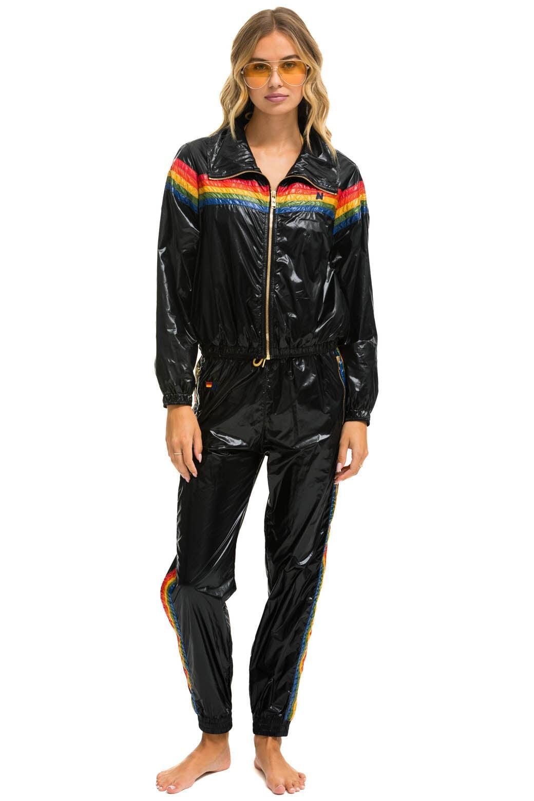 5 STRIPE WINDBREAKER - BLACK GLOSSY Female Product Image