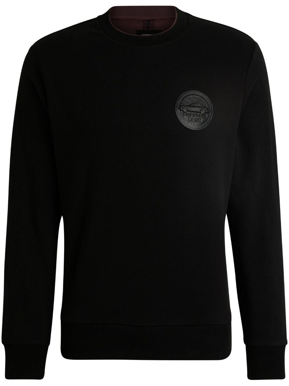 Porsche X Boss Cotton-blend Sweatshirt With Special Branding In Black Product Image