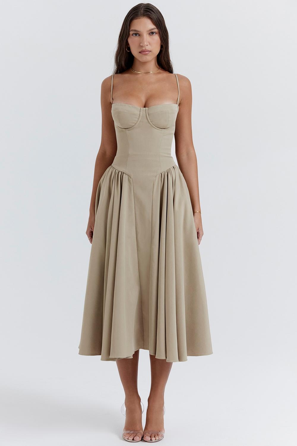 Samaria Taupe Corset Sundress Product Image