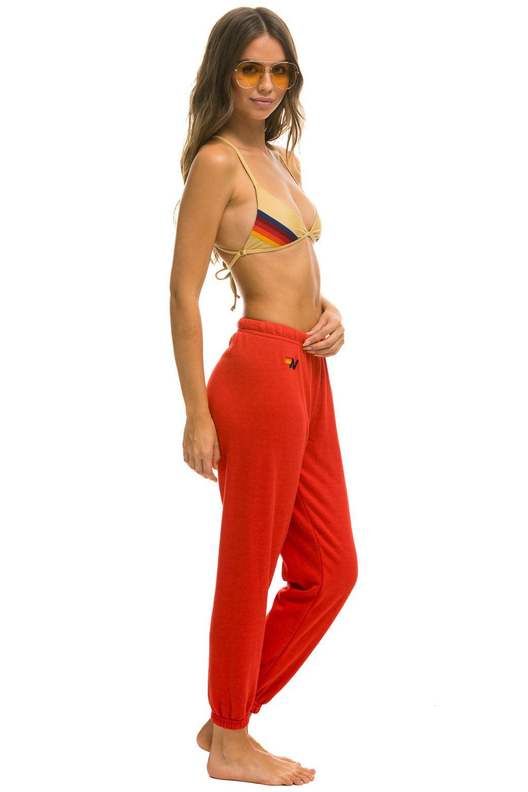 CHECK LEG SWEATPANTS - RED // WHITE Female Product Image