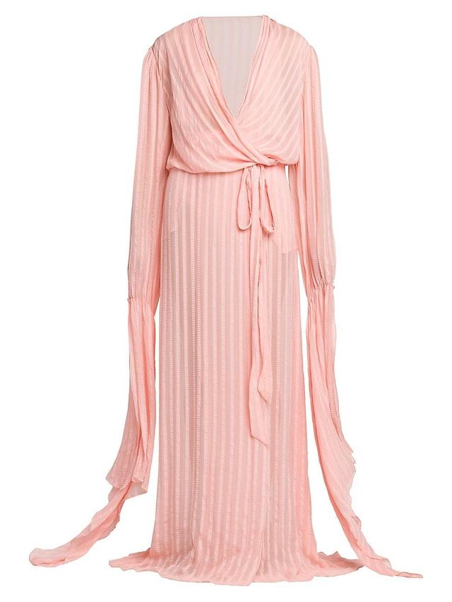 Womens Striped Silk-Blend Maxi Wrap Dress Product Image