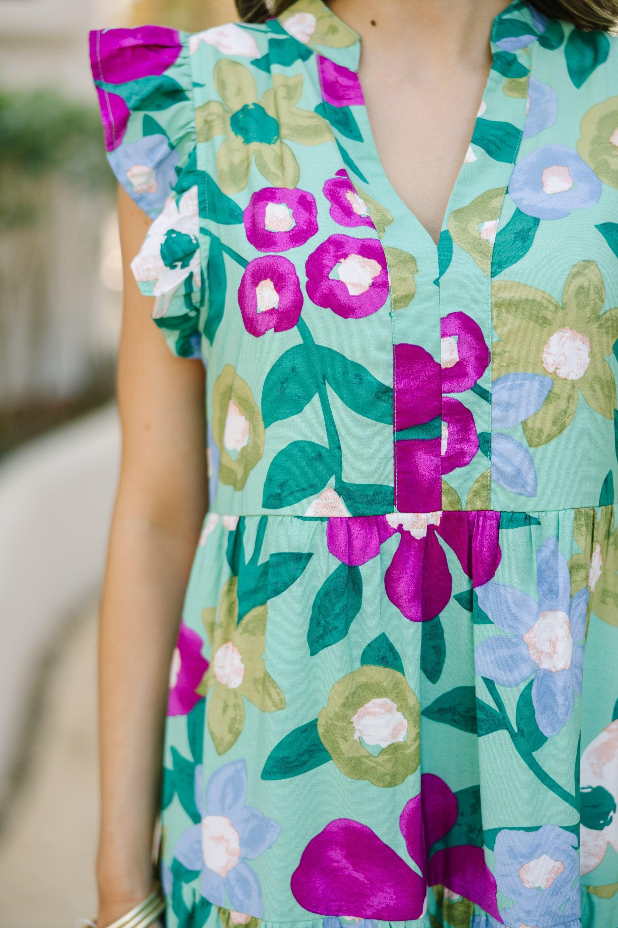 Created Beauty Sage Green Floral Midi Dress Female Product Image