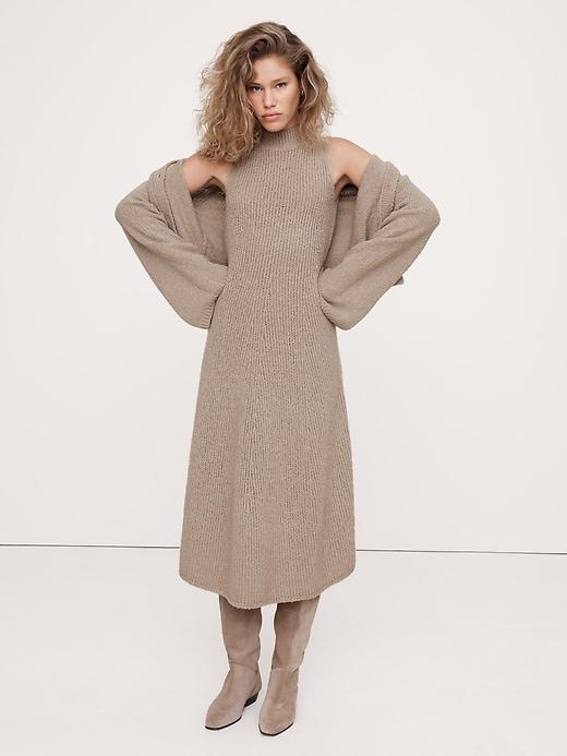 Merino-Blend Mock-Neck Midi Sweater Dress Product Image