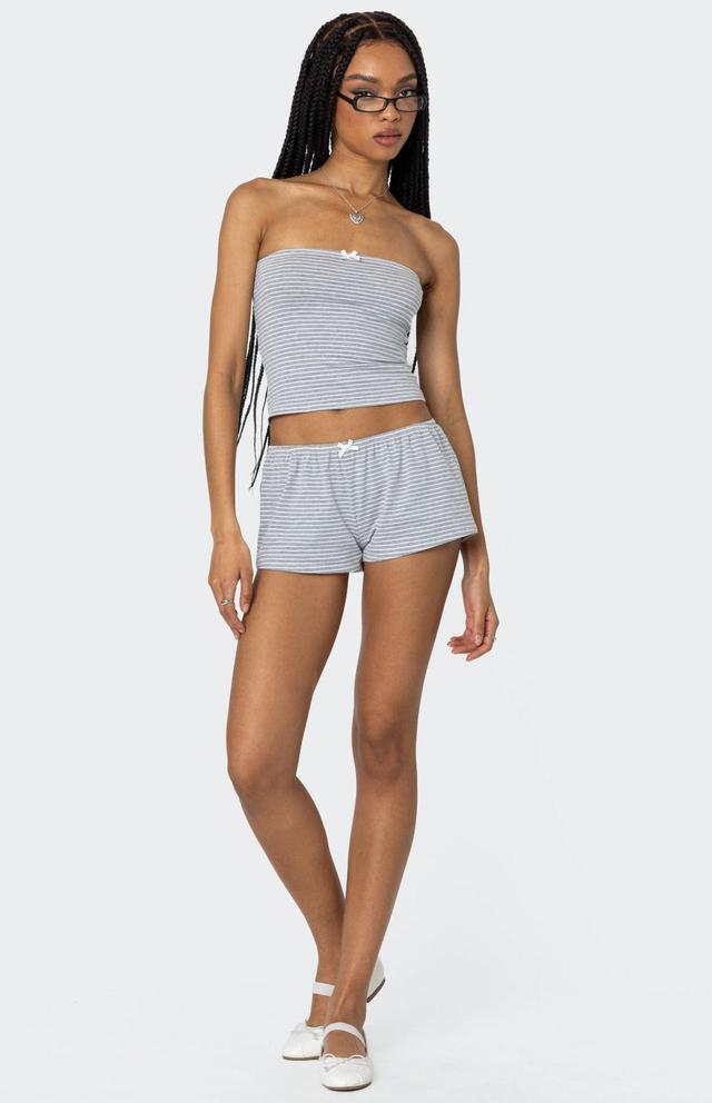 Edikted Women's Astor Striped Tube Top in Gray/White - Product Image