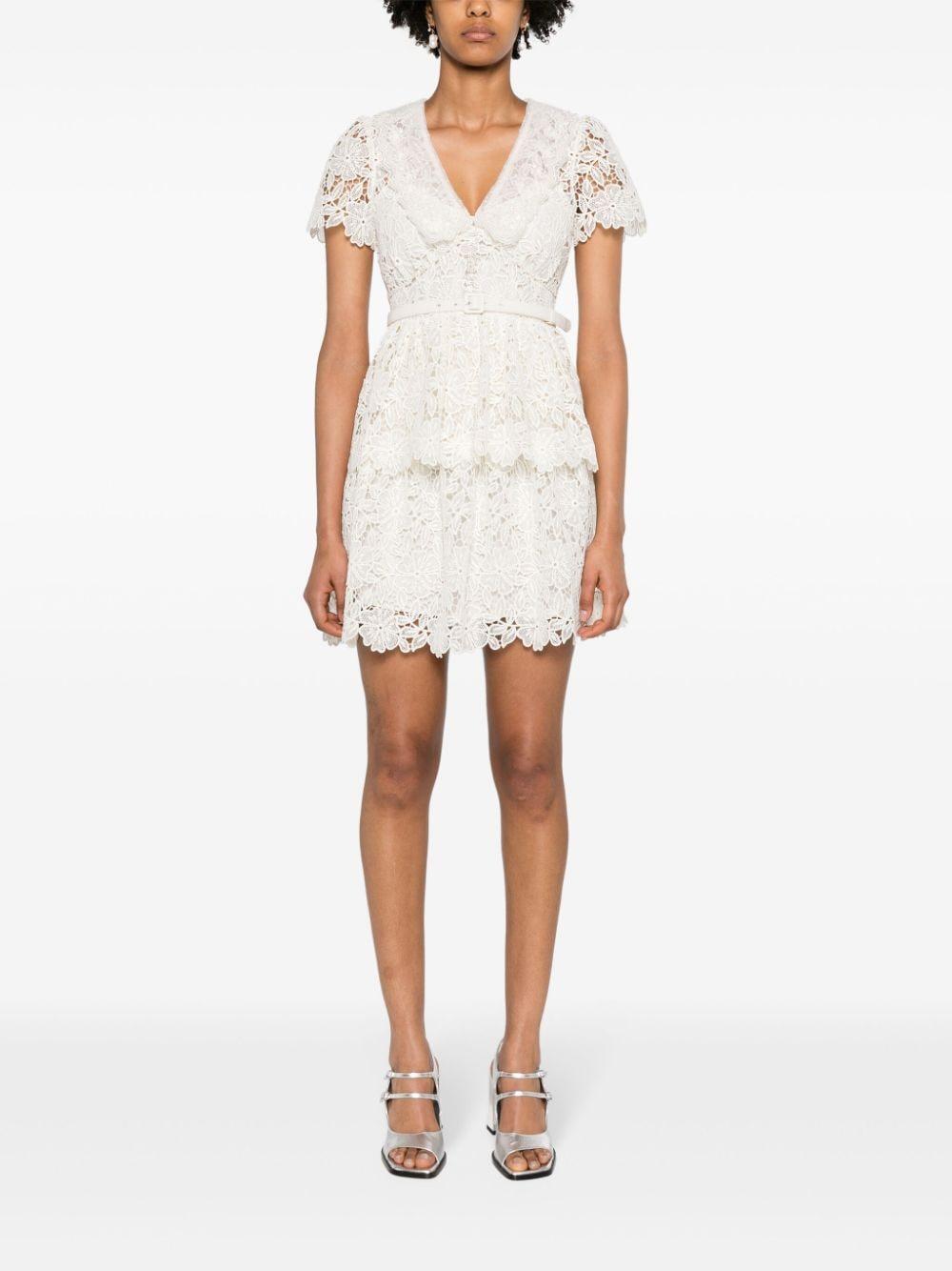 floral-macramé belted minidress Product Image