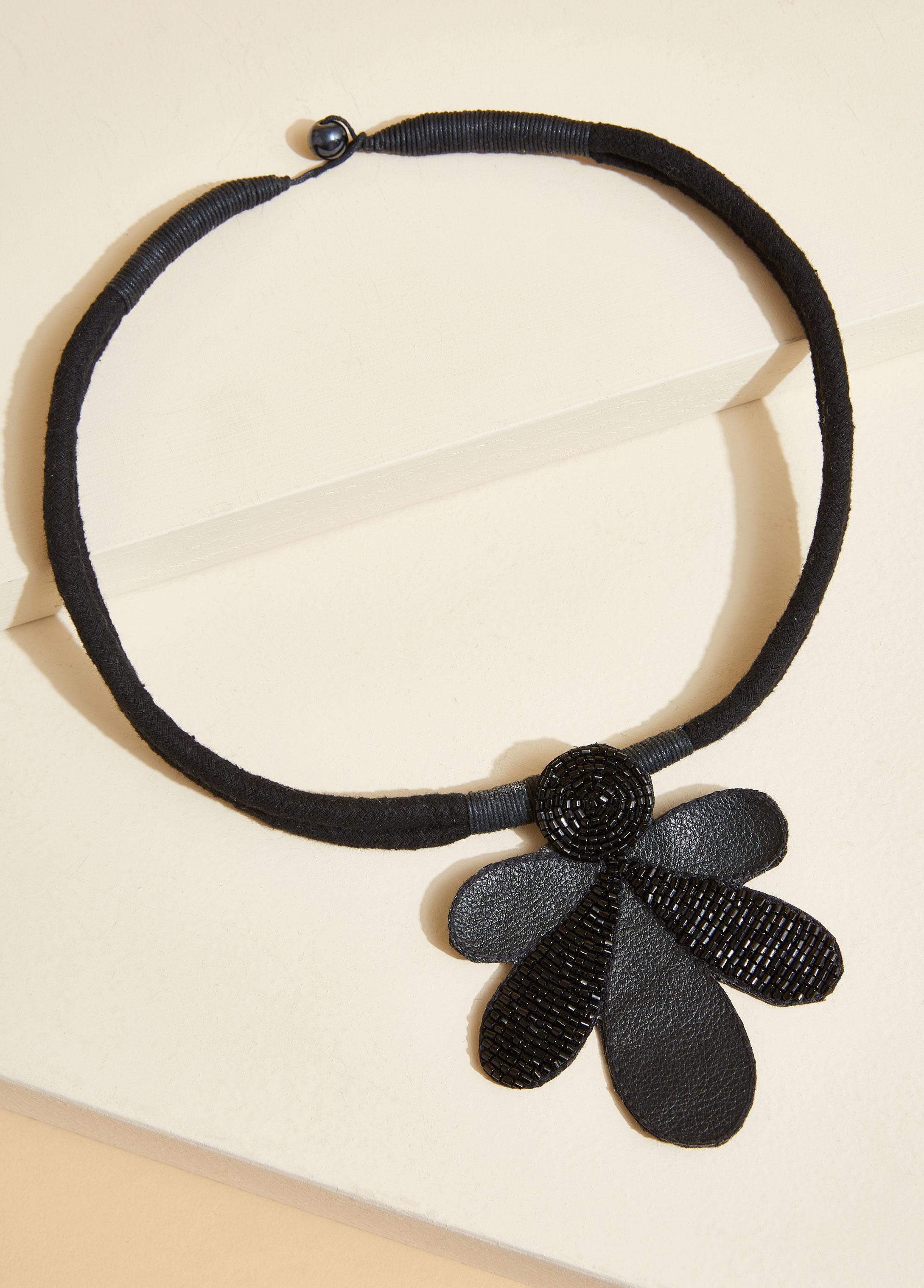 Beaded Faux Leather Necklace Product Image