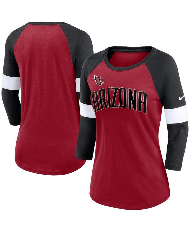 Women's Nike Arizona Cardinals Cardinal/Heather Black Football Pride Raglan 3/4-Sleeve T-Shirt Product Image