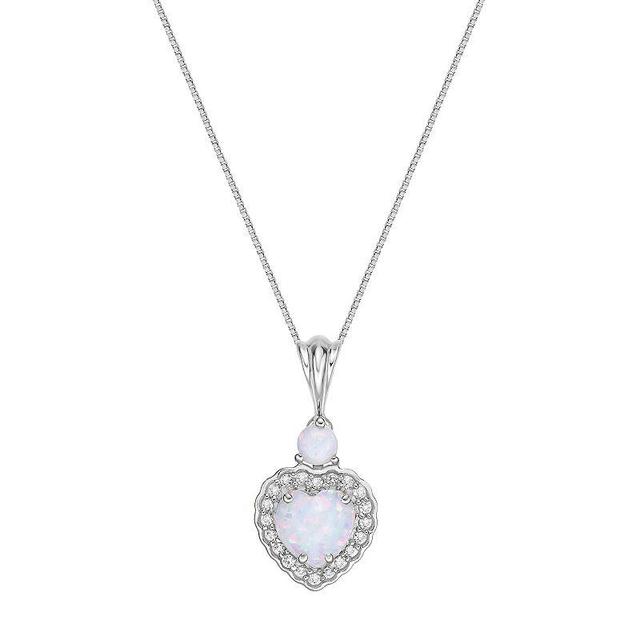 Gemminded Sterling Silver Lab-Created Opal & Lab-Created White Sapphire Pendant, Womens Product Image