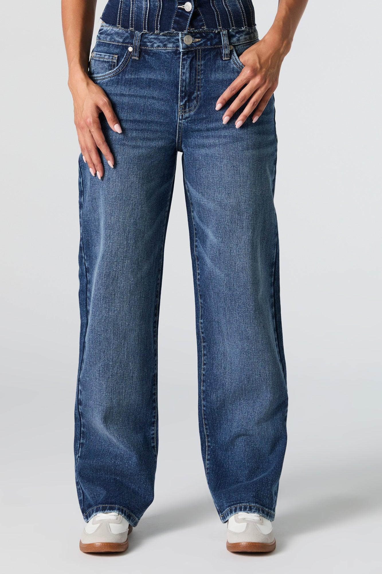 Dark Wash Slouchy Straight Leg Jean Female Product Image