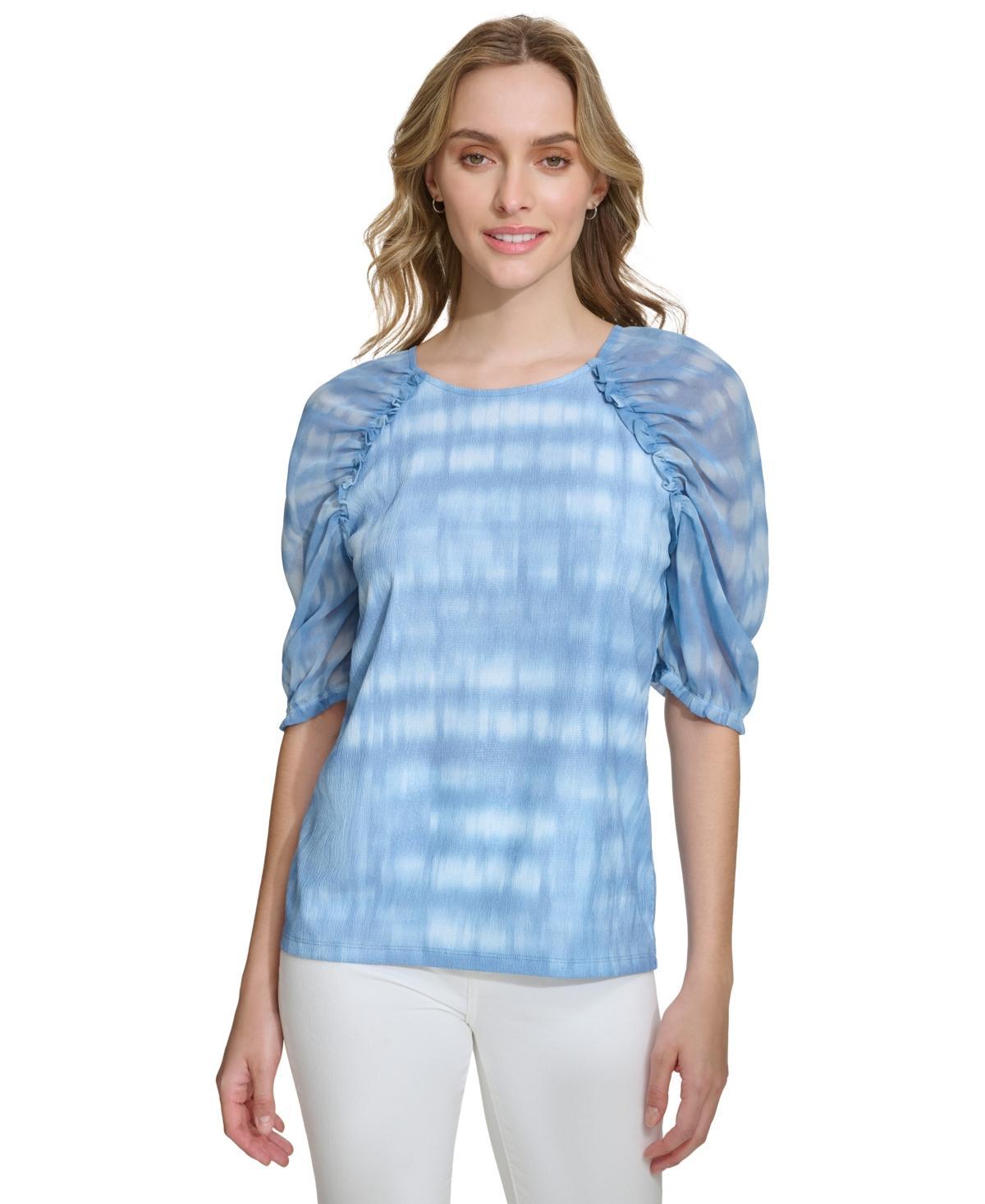 Calvin Klein Womens Printed Chiffon Sleeve Top Product Image