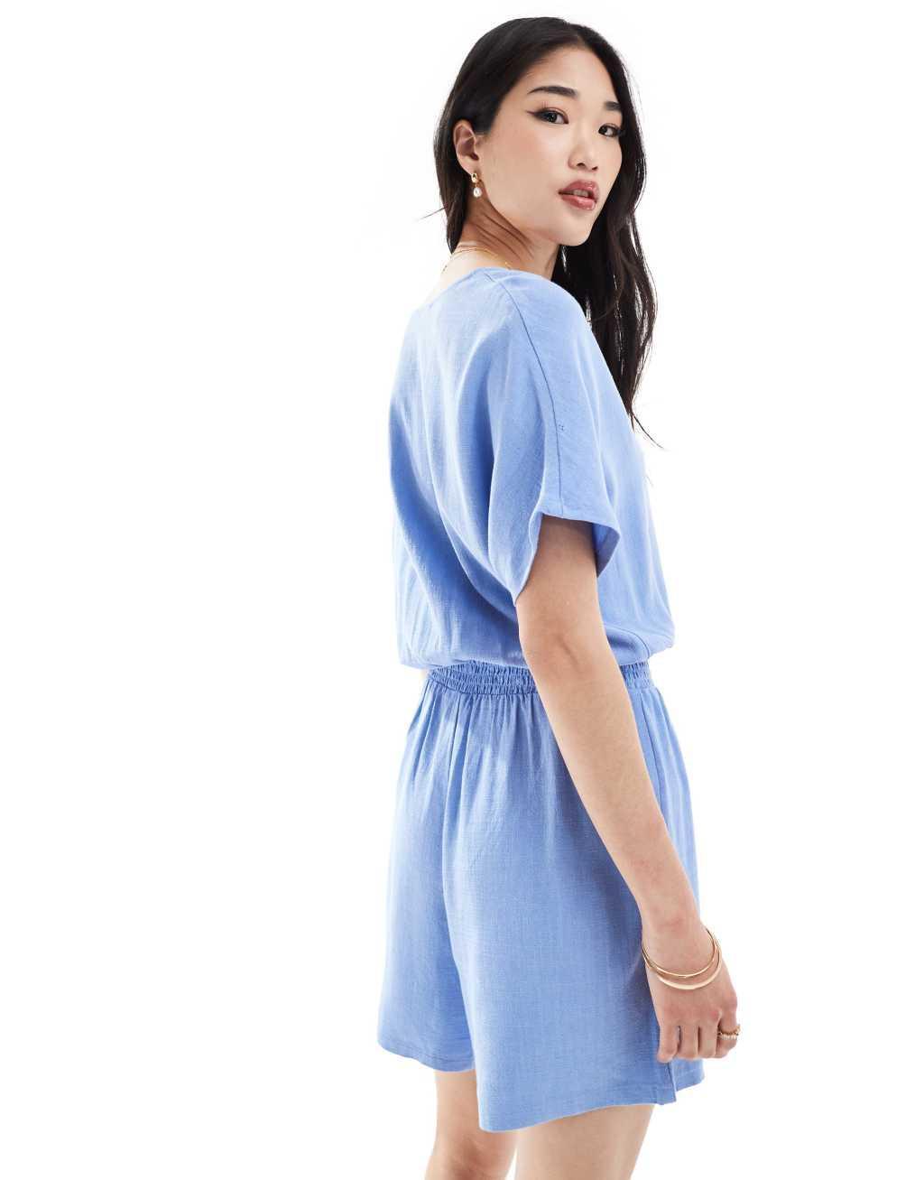 ONLY linen romper in blue  Product Image