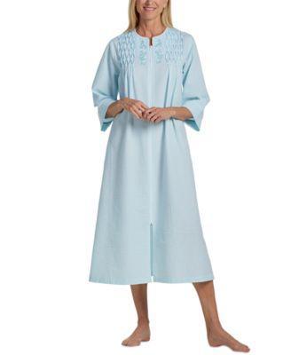 Miss Elaine Womens 3/4-Sleeve Zip Seersucker Robe Product Image