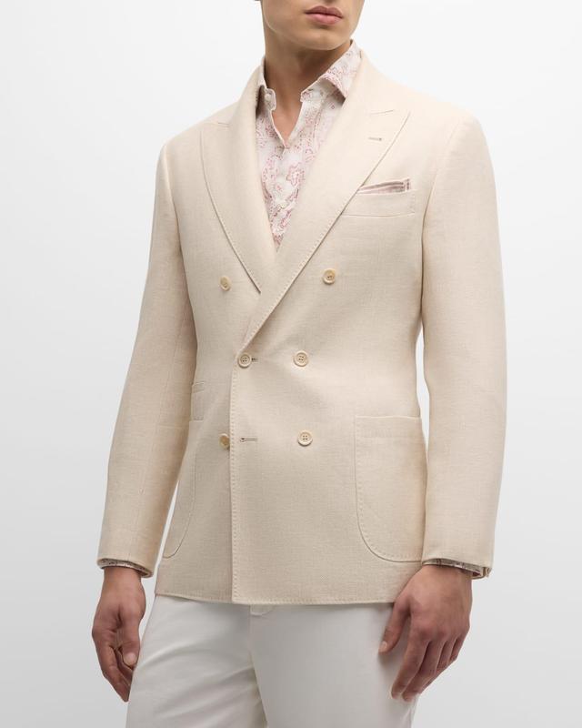 Mens Linen, Wool and Silk Double-Breasted Sport Coat Product Image