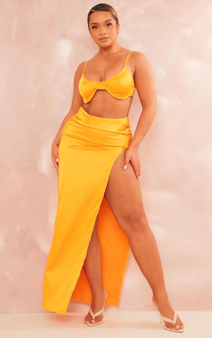 Shape Orange Satin Cup Detail Strappy Bralet Product Image