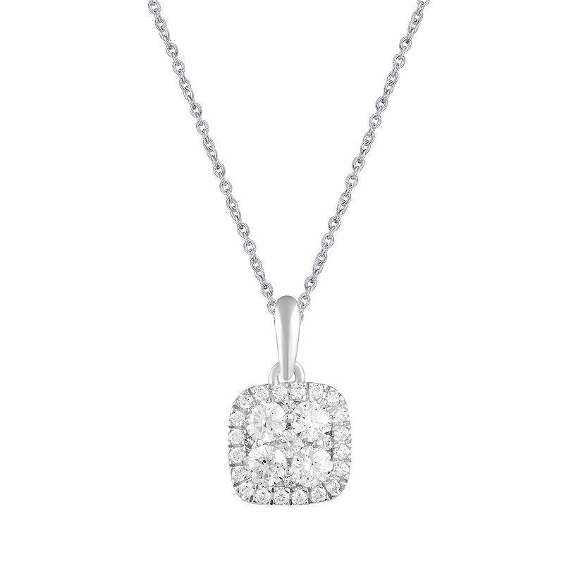 Royal Aura Sterling Silver 1/2 Carat T.W. Diamond Cluster Square Pendant Necklace, Womens Product Image