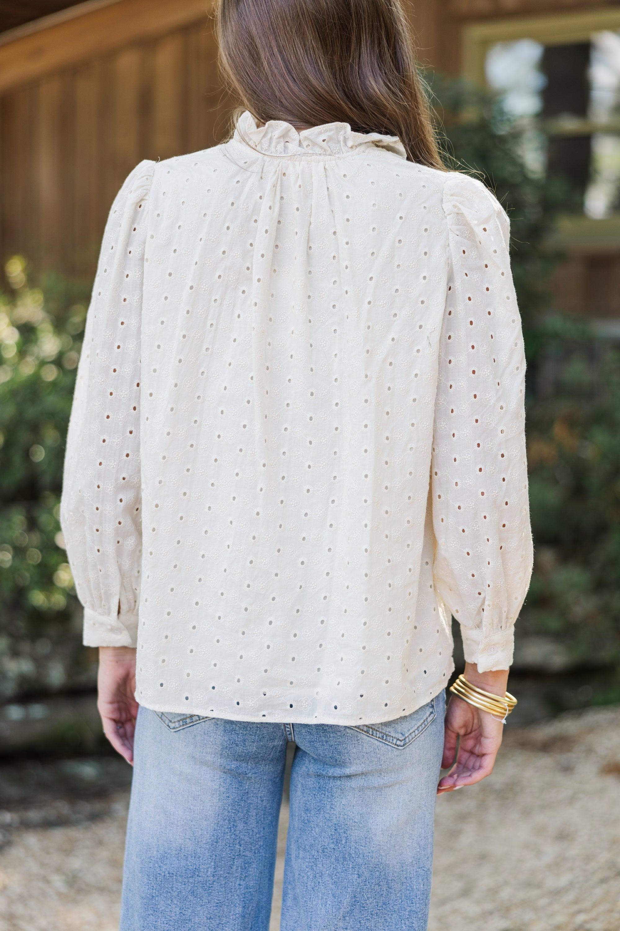 It's All True Natural White Eyelet Blouse Female Product Image