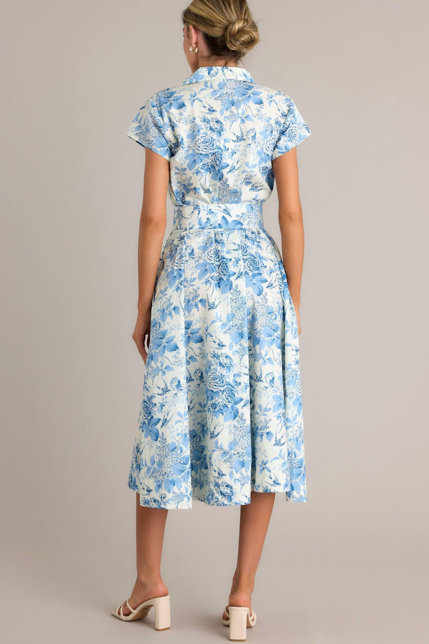 Even The Score Blue & White Midi Dress Product Image