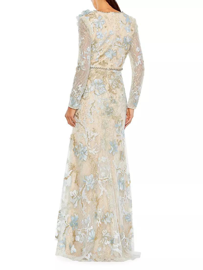 Floral Embroidered Lace Trumpet Gown Product Image