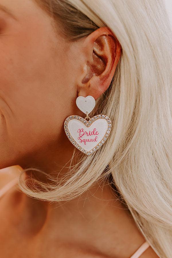 Bride Squad Earrings In White Product Image