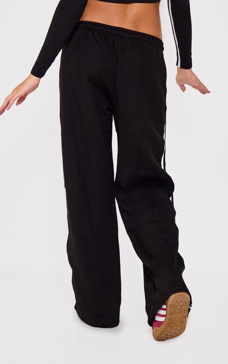 Black Contrast Stripe Wide Leg Sweatpants Product Image