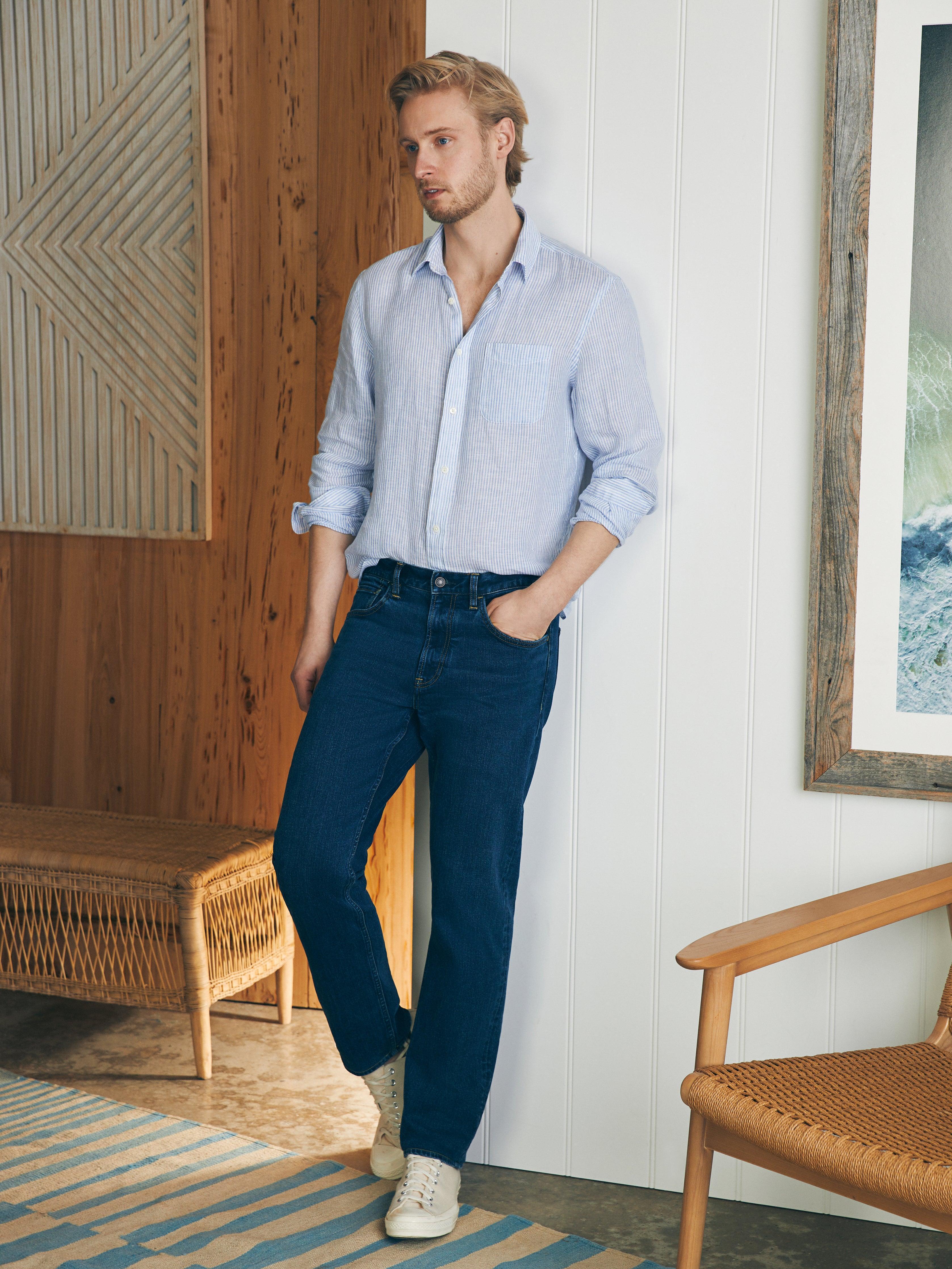 Organic Cotton Slim Straight Denim (34" Inseam) - Cove Point Wash Male Product Image