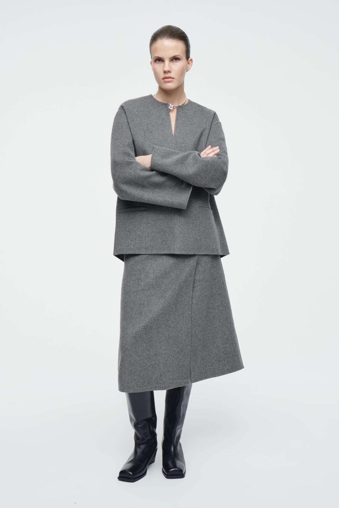 DOUBLE-FACED WOOL MIDI SKIRT product image