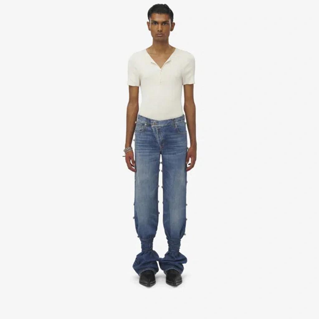 Baggy Tied Jeans In Washed Blue Product Image